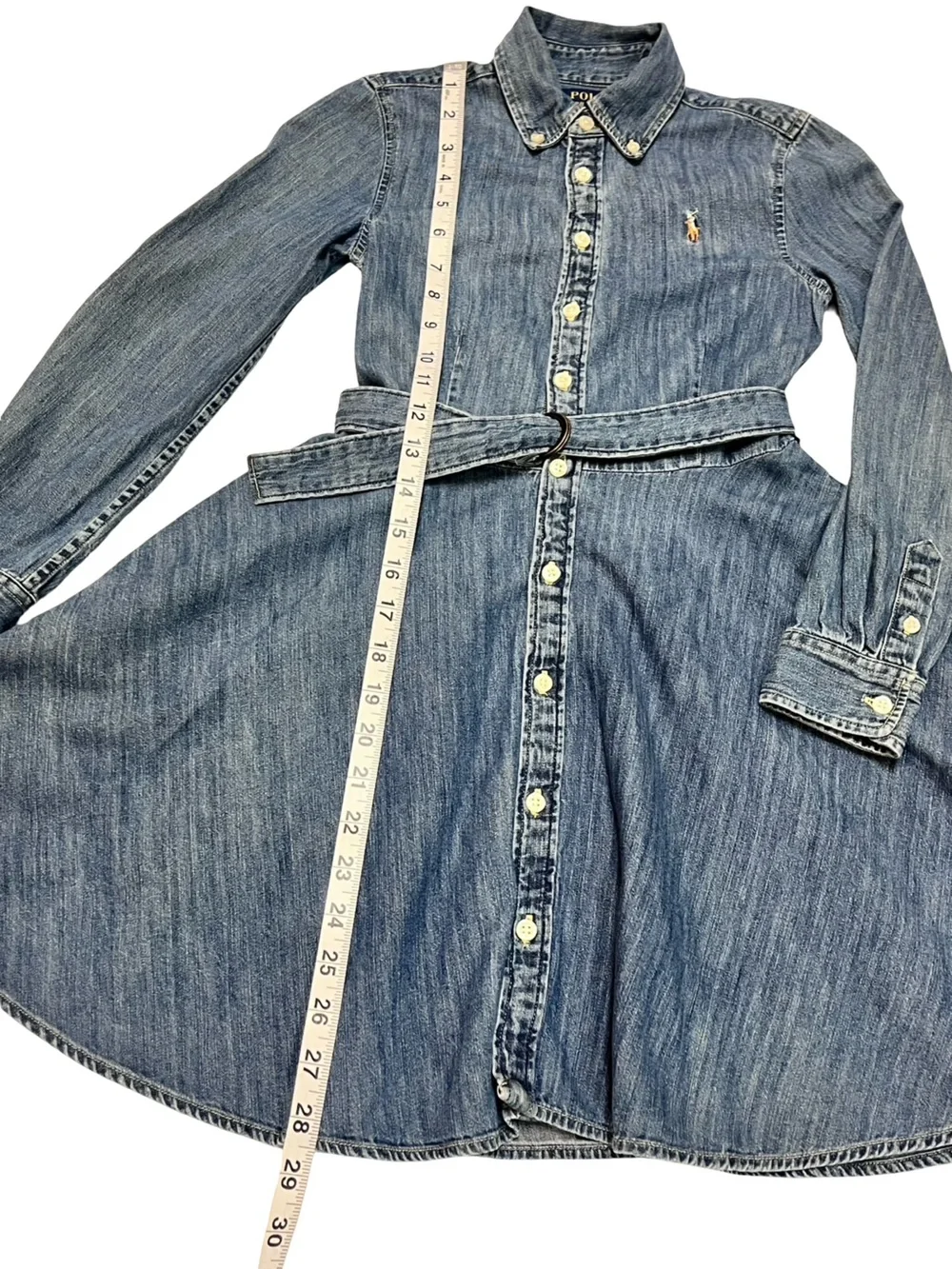 Polo Ralph Lauren Denim Long Sleeve Belted Dress Sz 8 Country Western Classic